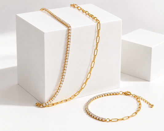 Stainless Steel Diamond-studded Necklace Female 18K Gold