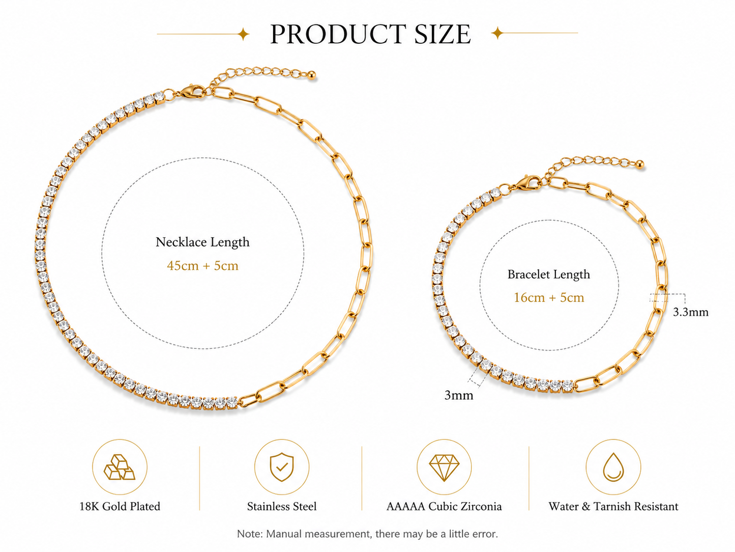 Stainless Steel Diamond-studded Necklace Female 18K Gold