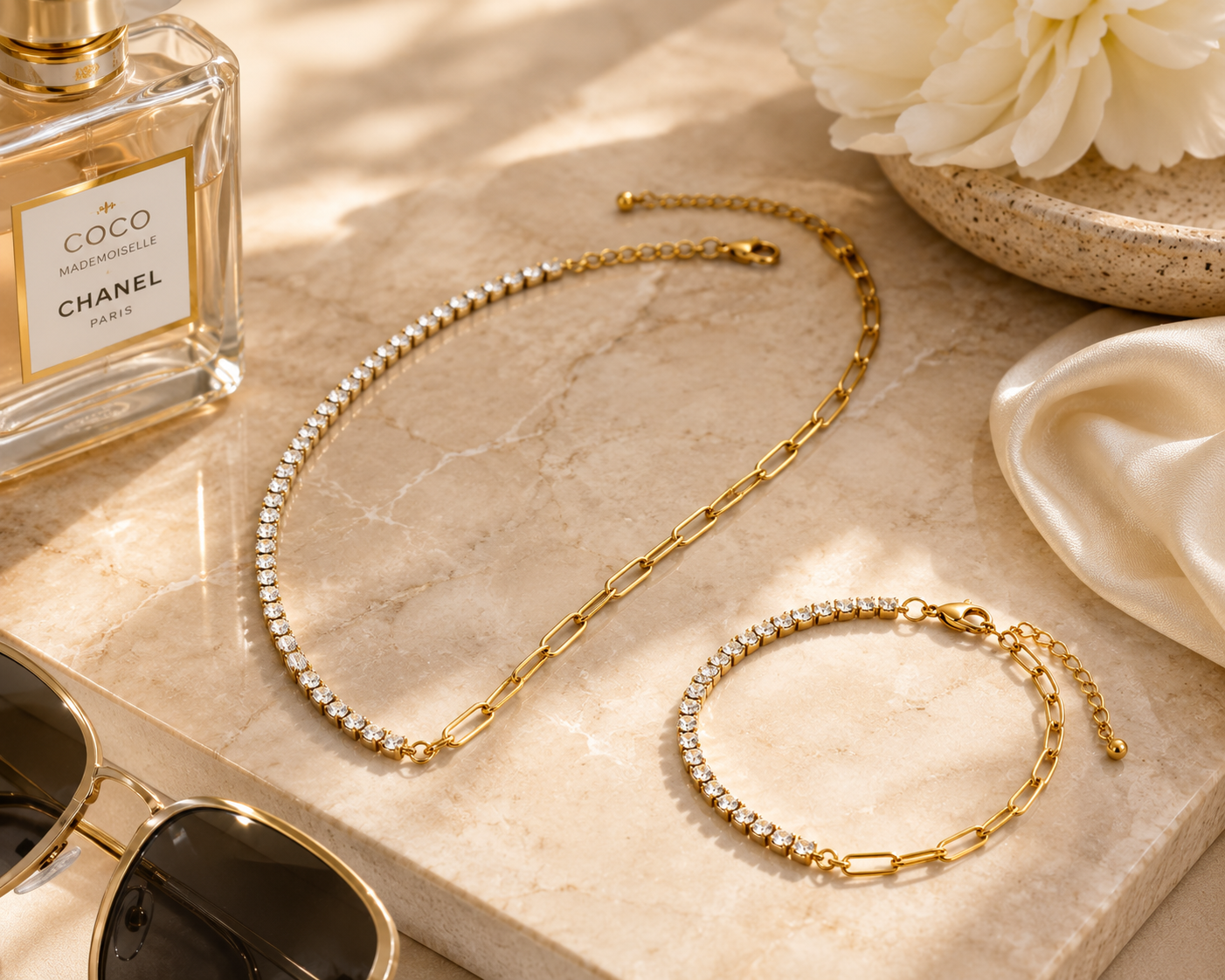 Stainless Steel Diamond-studded Necklace Female 18K Gold