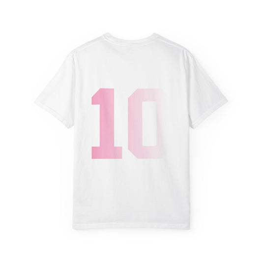 Number 10 Back-Print Tee — Pink Gradient Athletic Jersey Style T-Shirt