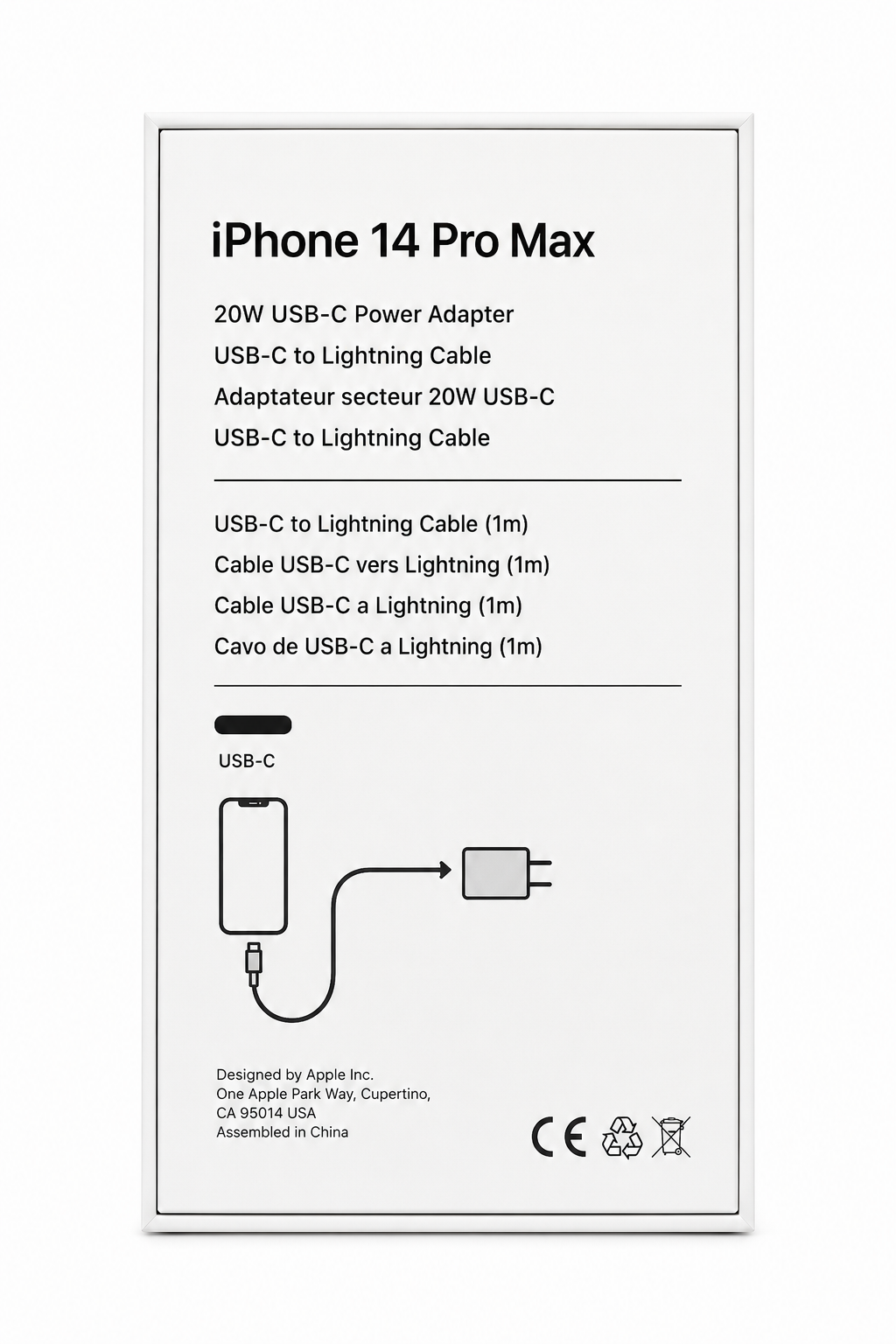 Chargeur rapide iPhone  – Adaptateur 20W USB-C + Câble Lightning
